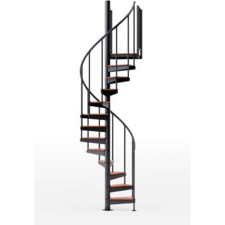 SS INDUSTRIES HOLDING Global Industrial„¢ Condor 36"H Platform 2 Rail Spiral Stair Kit, 42"Dia, 11-1/4'H, Black EP42B09B102